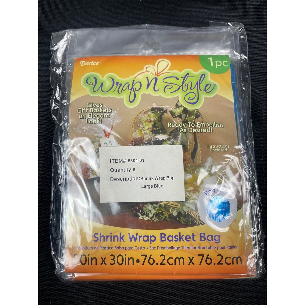 Darice Wrap N Style Blue Shrink Wrap Basket Bag 30x30 6 Pack 5304-01 NEW